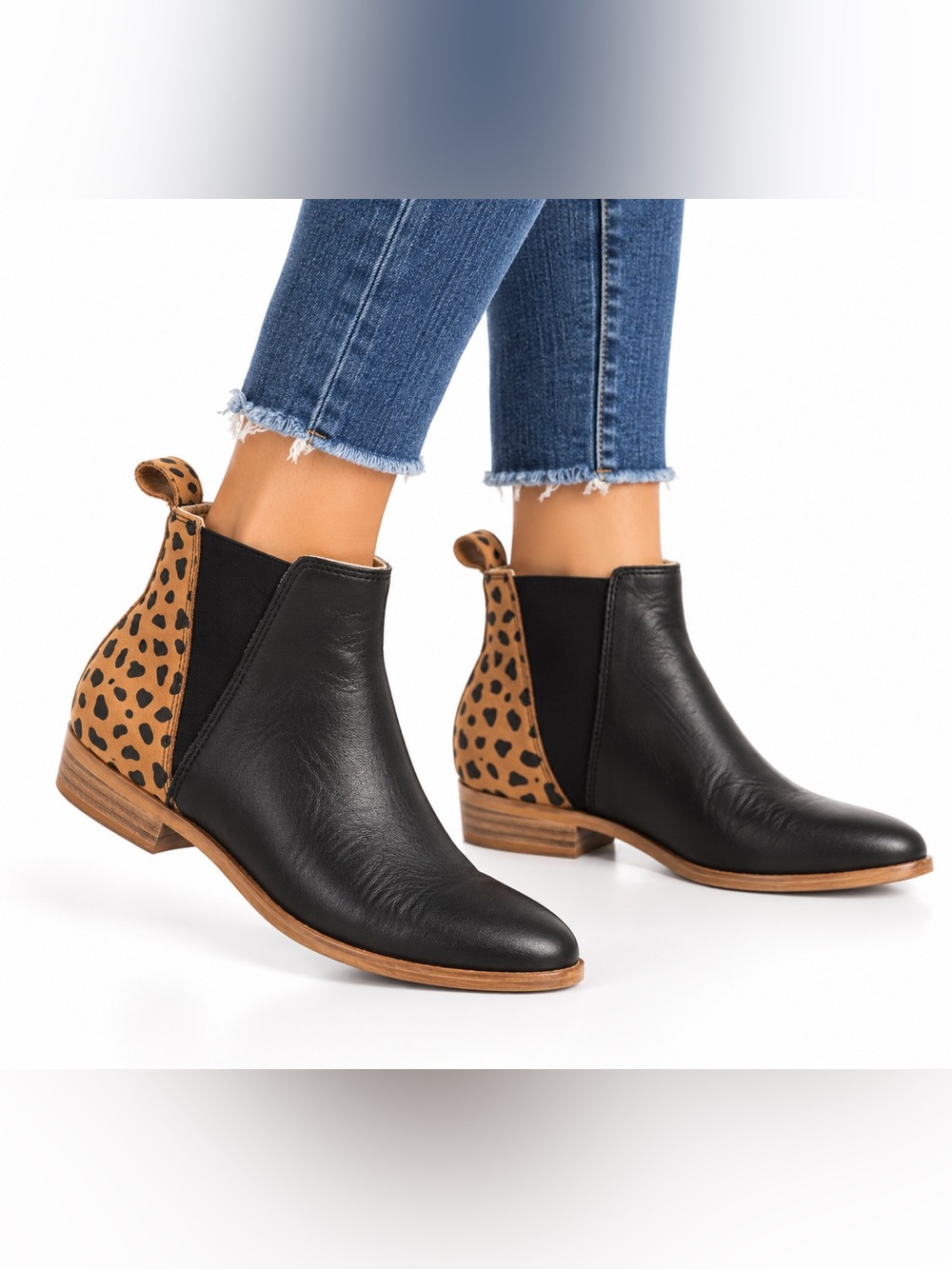 Sseko Chelsea V Boots Black Fauna Leather Animal Print Women’s Size 8 Leopard - Picture 10 of 10